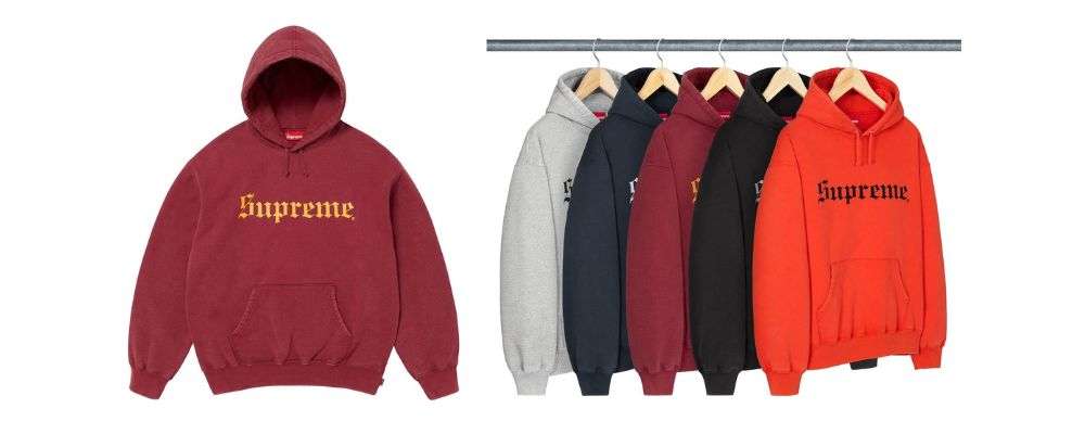 Supreme 2025AW Week14発売予定アイテムまとめ|ブランド古着買取専門店LIFEWashed Old English Hooded Sweatshirt 29,700円 画像