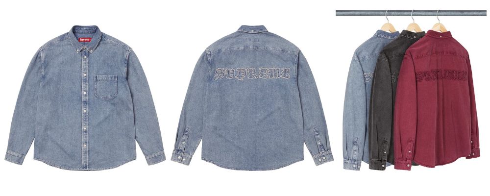 Supreme 2025AW Week18発売予定アイテムまとめ｜ブランド古着買取専門店LIFEAppliqué Denim Shirt 27,500円画像