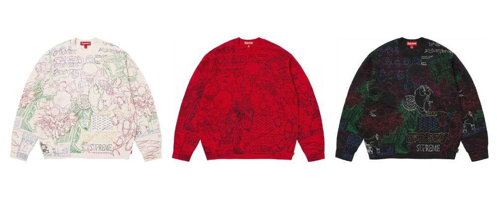 Supreme 2026SS Week1発売予定アイテムまとめ|ブランド古着買取専門店LIFECollage Embroidered Sweater 33,000円画像