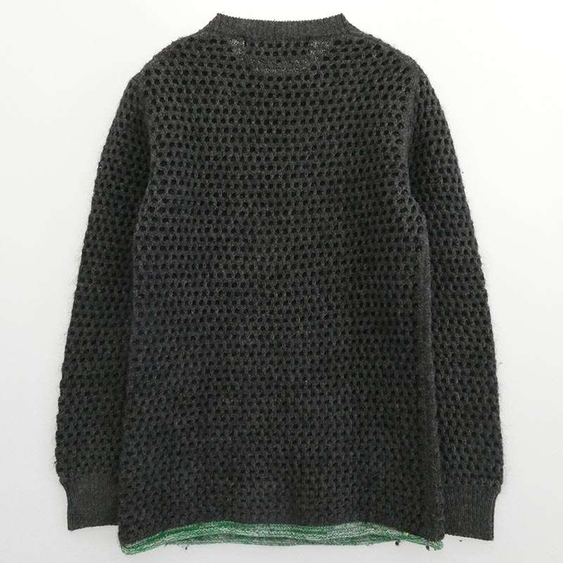 コムデギャルソンオム 14AW HN-N011 ローゲージ ワッフル クルーネック 長袖 ニット セーター 買取実績 画像