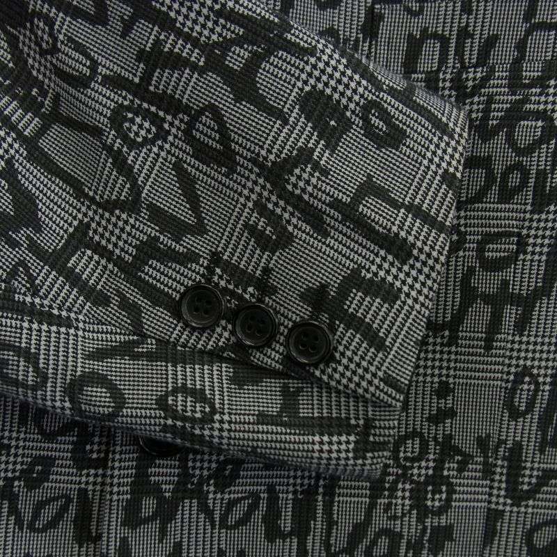 コムデギャルソンオムプリュス AD2023 PL-J050 グラフィックロゴ総柄 3B ウール テーラードジャケット 買取実績 画像