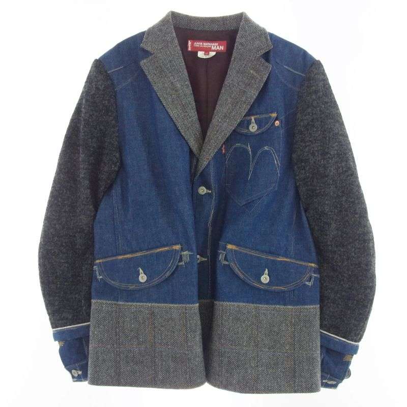 ジュンヤワタナベコムデギャルソンマン 20aw WF-J005 × Levi’s リーバイス Wネーム セルヴィッチ デニム ウール ナイロン ツイード ドッキング ジャケット 買取実績 画像