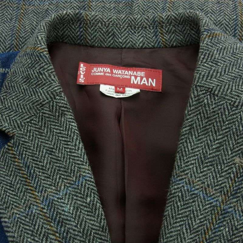 ジュンヤワタナベコムデギャルソンマン 20aw WF-J005 × Levi’s リーバイス Wネーム セルヴィッチ デニム ウール ナイロン ツイード ドッキング ジャケット 買取実績 画像