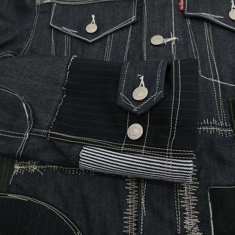 ジュンヤワタナベコムデギャルソンマン 24AW WO-C201 再構築 パッチワーク デニム ショートコート ジャケット 買取実績 画像