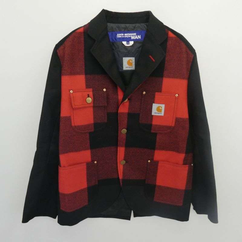 ジュンヤワタナベコムデギャルソンマン AD2021 WH-J006 CARHARTT カーハート Wool Surge Duck-Switched Check Jacket ウールサージ ダック切替 チェック柄 テーラードジャケット 買取実績 画像