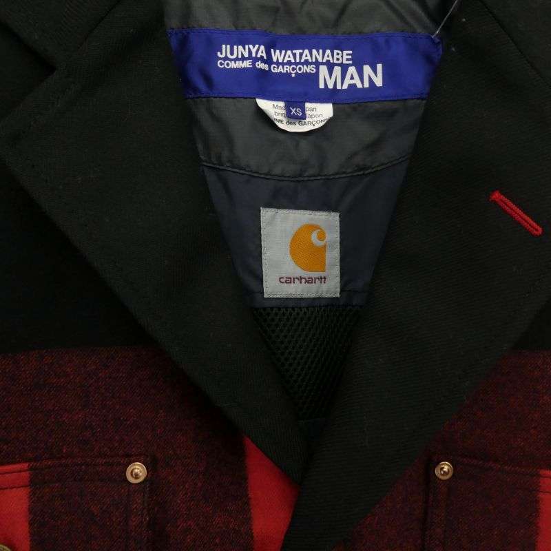 ジュンヤワタナベコムデギャルソンマン AD2021 WH-J006 CARHARTT カーハート Wool Surge Duck-Switched Check Jacket ウールサージ ダック切替 チェック柄 テーラードジャケット 買取実績 画像