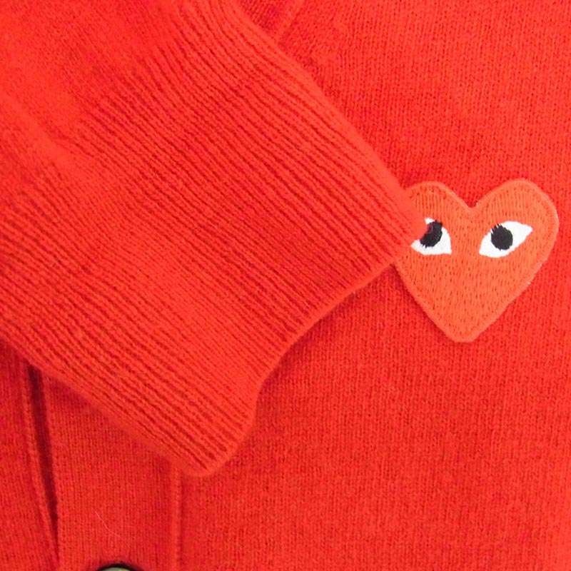 プレイコムデギャルソン AZ-N008 WOOL CARDIGAN ハートワッペン ロゴ ウール ニット カーディガン 買取実績 画像