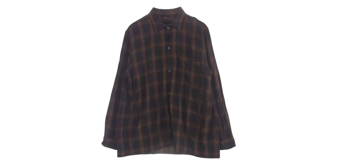 コモリ 24SS Z01-02005 オープンカラー オンブレチェック 長袖 シャツ