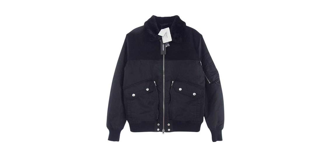 ディーゼル A00563 ボア エコファー アビエイター ジャケット ブラック