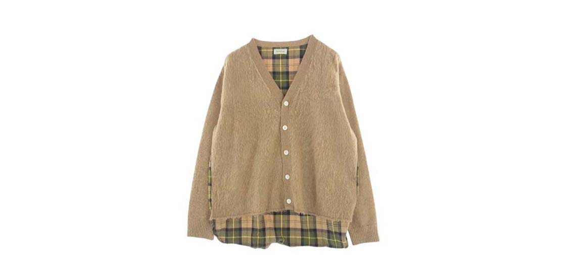ファクトタム 1090442 チェック切替 モヘア モヘヤ ニット カーディガン ライトブラウン系 モスグリーン系 買取実績