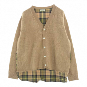 ファクトタム 1090442 チェック切替 モヘア モヘヤ ニット カーディガン ライトブラウン系 モスグリーン系 買取実績