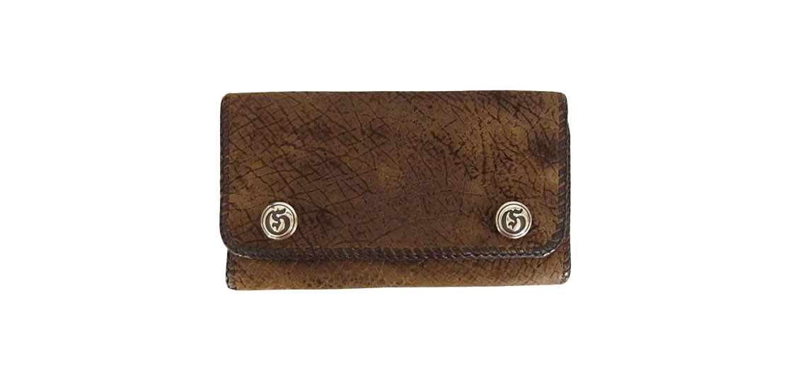 ガボール inc USA スカルTバー ヒポレザー カバ革 三つ折り 長財布 買取実績