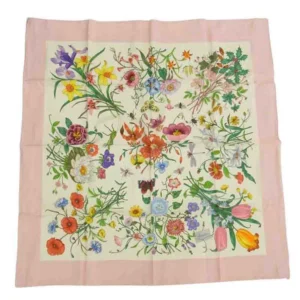 グッチ シルク100％ 花柄 ひまわり 向日葵 鉢植え フラワー スカーフ