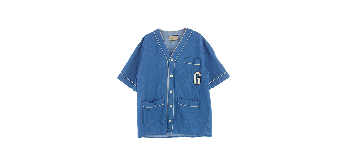 グッチ 23AW 753105 XDCLX Gパッチ ロゴ刺繍 ベースボールシャツ 買取実績