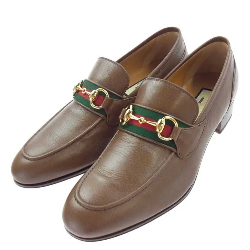 GUCCI ムートン ローファー ホースビット　BROWN 8 レディース] ITALY製 グッチ ホースビットローファー ショートブーツ
