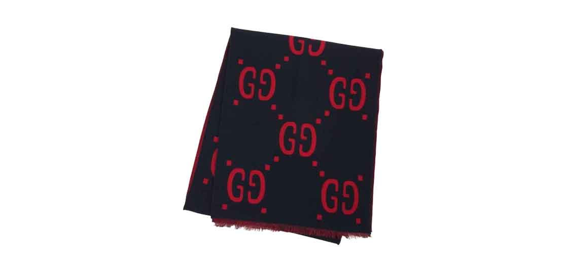グッチ GGジャカード ウールシルク スカーフ マフラー レッド 買取実績