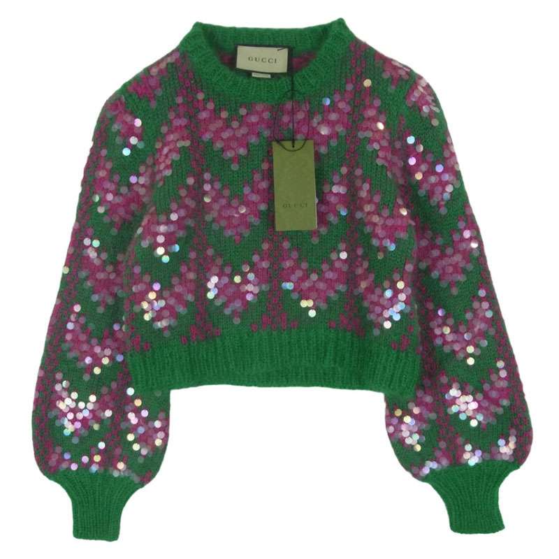 グッチ 713233 XKCMS イタリア製 シェブロン ウール＆スパンコール ニット セーター 買取実績 画像