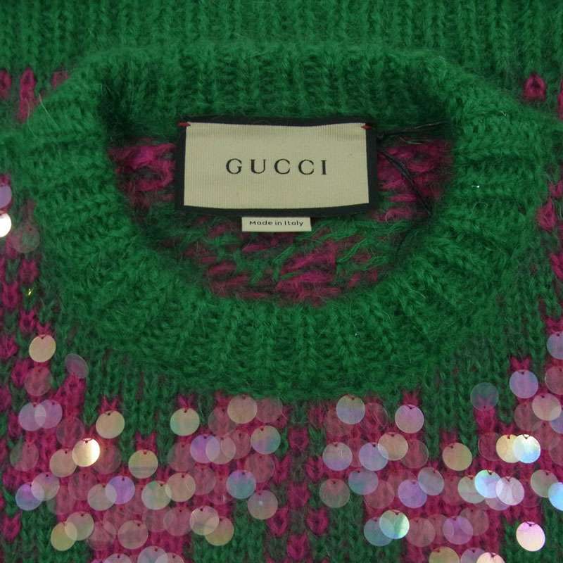 グッチ 713233 XKCMS イタリア製 シェブロン ウール＆スパンコール ニット セーター 買取実績 画像