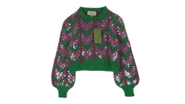 グッチ 713233 XKCMS イタリア製 シェブロン ウール＆スパンコール ニット セーター 買取実績