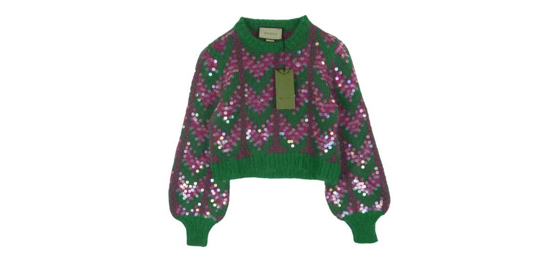 グッチ 713233 XKCMS イタリア製 シェブロン ウール＆スパンコール ニット セーター 買取実績