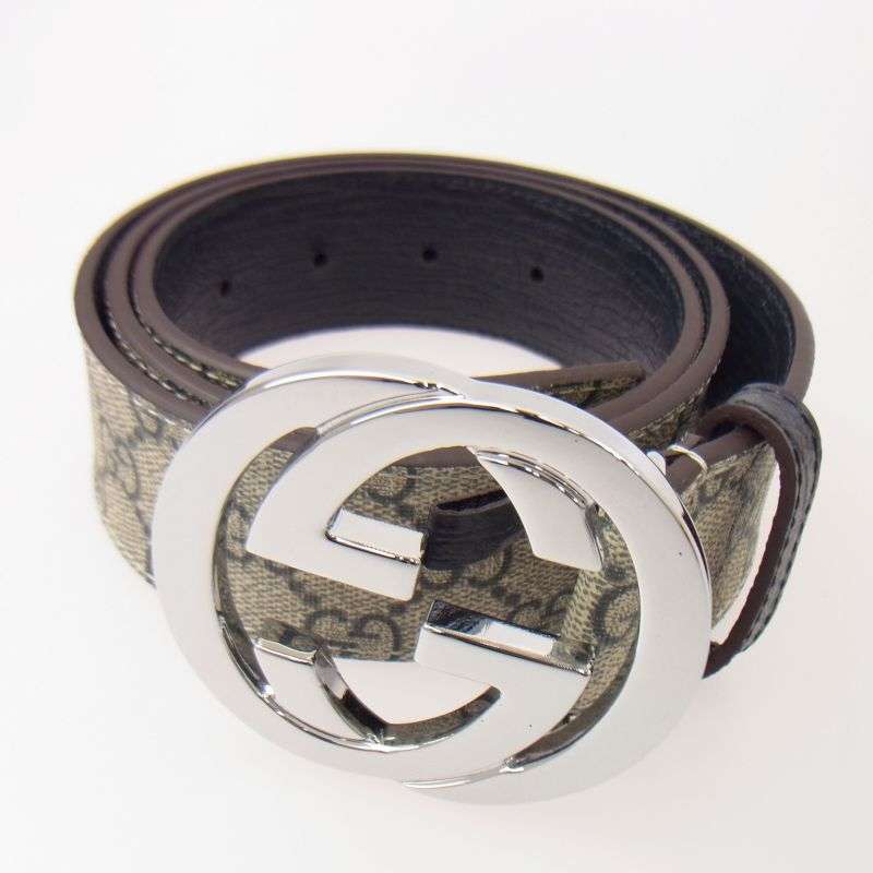 グッチ 114984 525040 グッチシマ GG インターロッキングGバックル シルバー金具 レザー ベルト 買取実績 画像