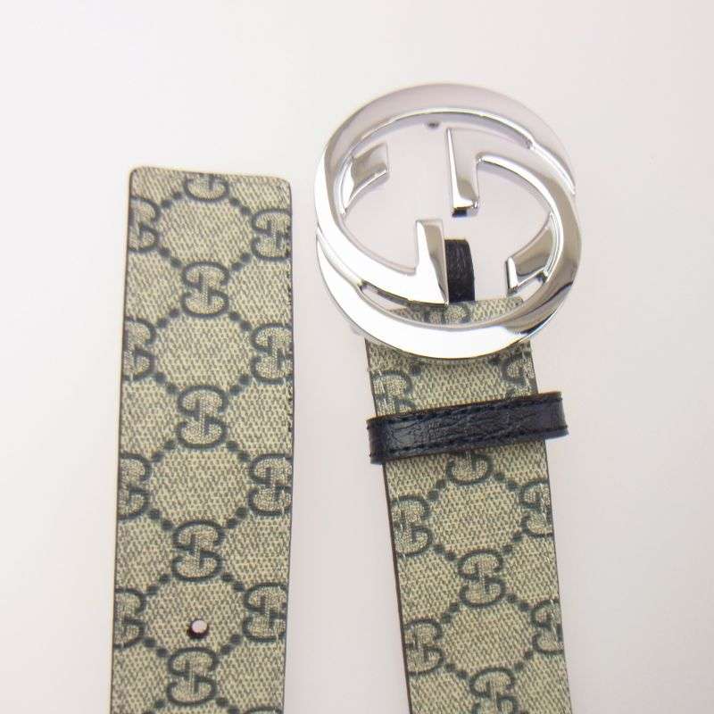グッチ 114984 525040 グッチシマ GG インターロッキングGバックル シルバー金具 レザー ベルト 買取実績 画像