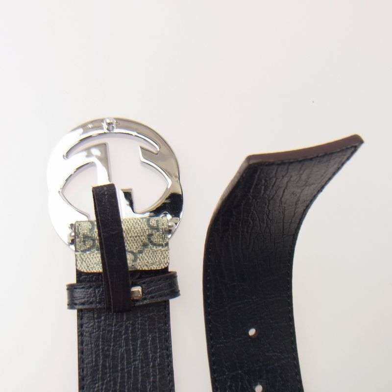 グッチ 114984 525040 グッチシマ GG インターロッキングGバックル シルバー金具 レザー ベルト 買取実績 画像
