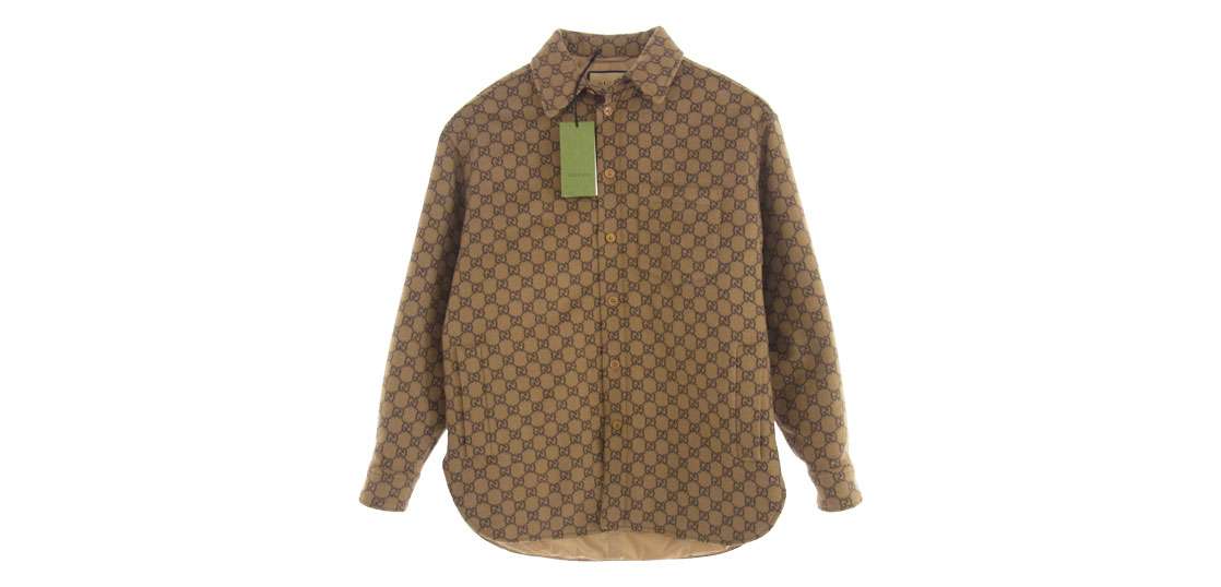 グッチ 24SS 762183 ZAPDW GGウール フランネル パデッド 長袖シャツ