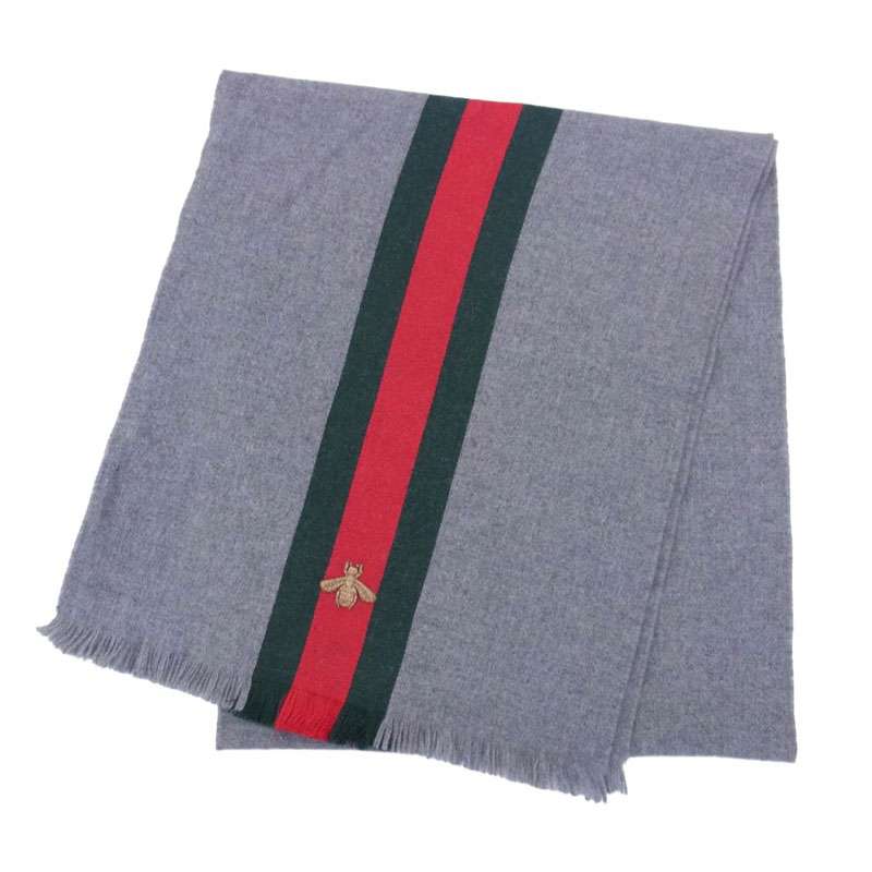 グッチ 475513 カシミヤシルク混 ビー ハチ刺繍 マフラー ストール 買取実績 画像