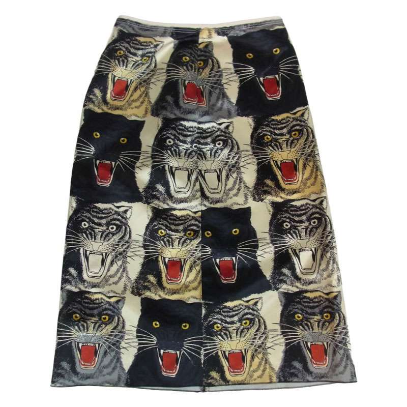 グッチ 476650 ZZJX05 ミケーレ期 タイガープリント 総柄 シルク スカート 買取実績 画像