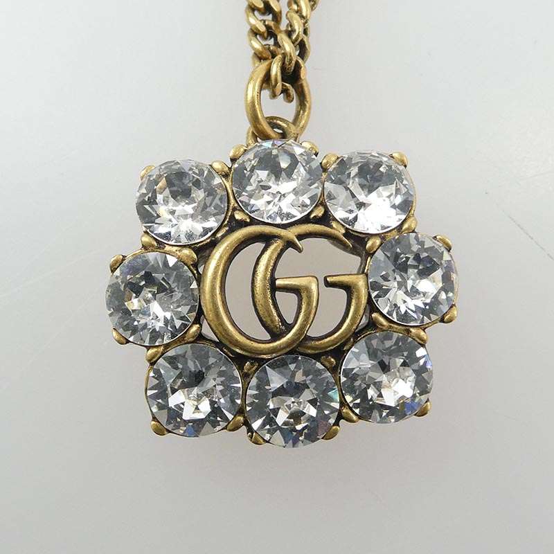 グッチ 645675 J1D50 8062 Crystal Double G Necklace クリスタル ダブルG GGマーモント ラインストーン ネックレス 買取実績 画像