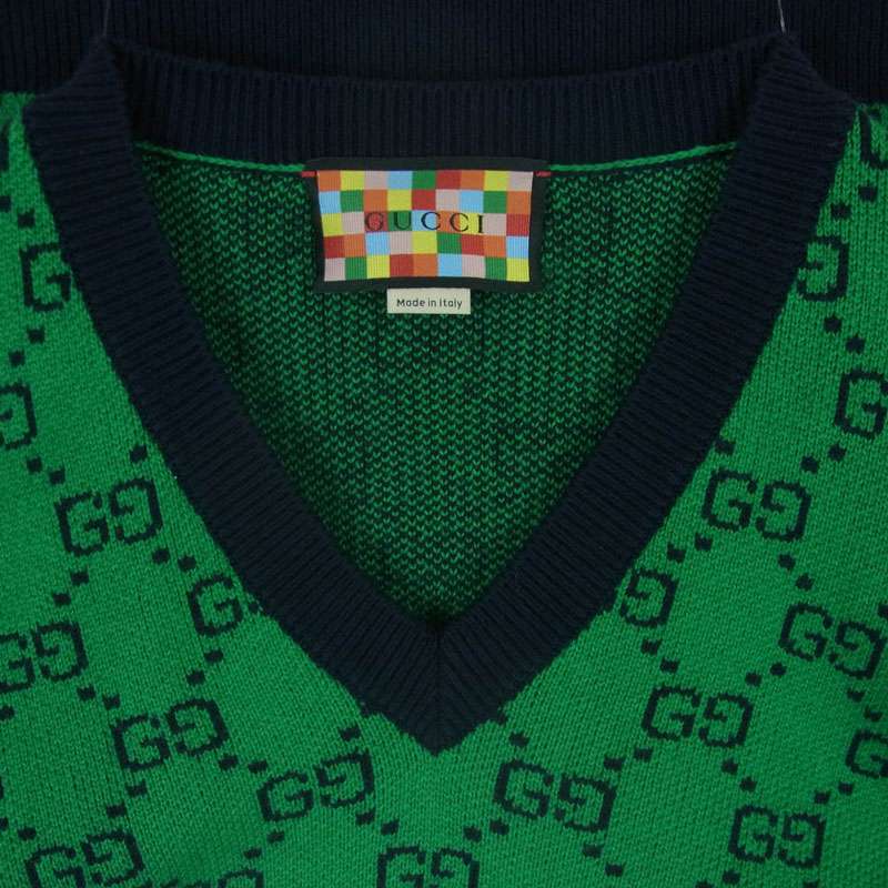 グッチ 661155 XKBXI GG総柄 Vネック ニット セーター ウール コットン イタリア製 買取実績 画像