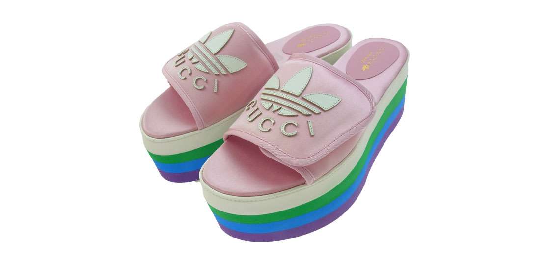 グッチ × adidas アディダス 702294 プラットフォーム シルク 厚底 サンダル 買取実績