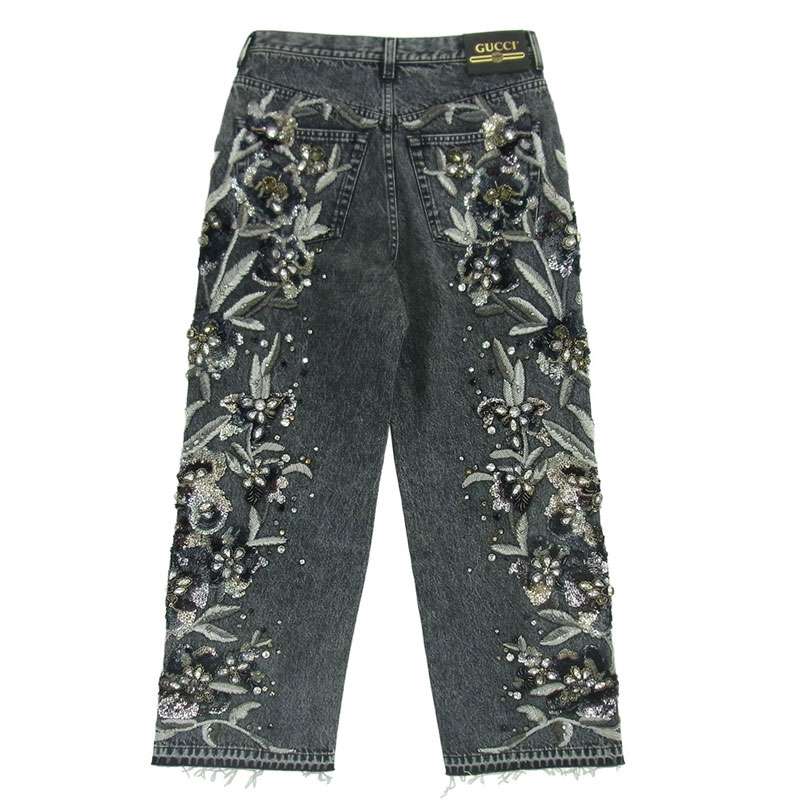 グッチ 723498 XDB9C SALON フローラルエンブロイダリー付き デニムパンツ 買取実績 画像
