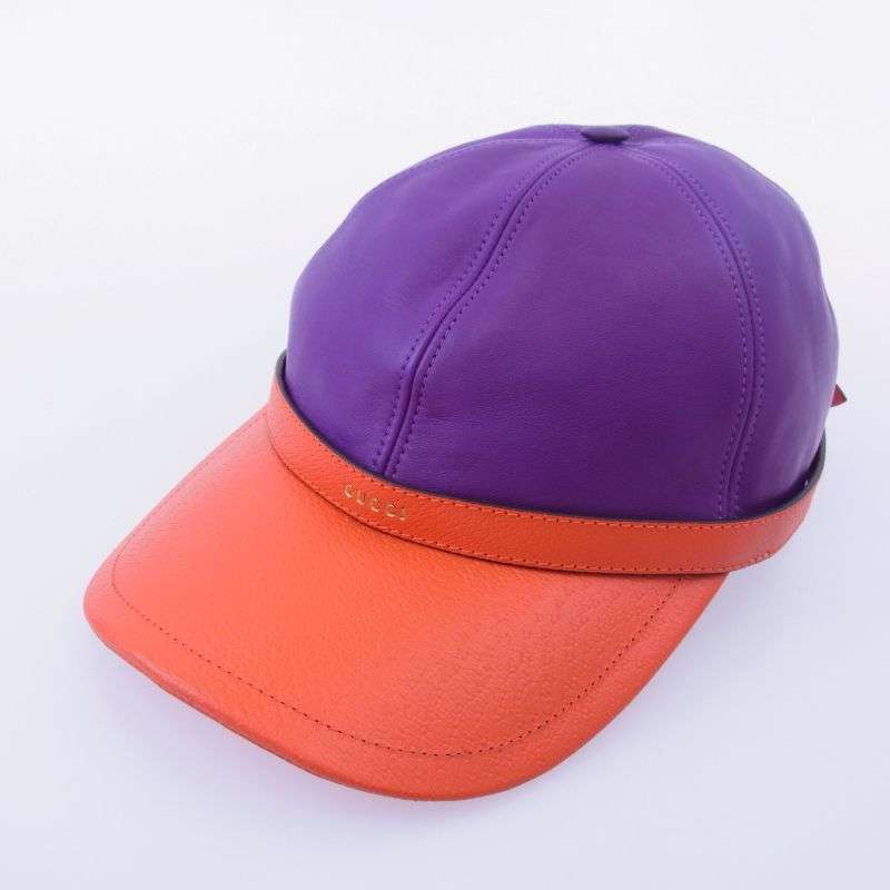 グッチ 7289643 3HARA イタリア製 バイカラー 6パネル レザー ベースボール キャップ 帽子 買取実績 画像