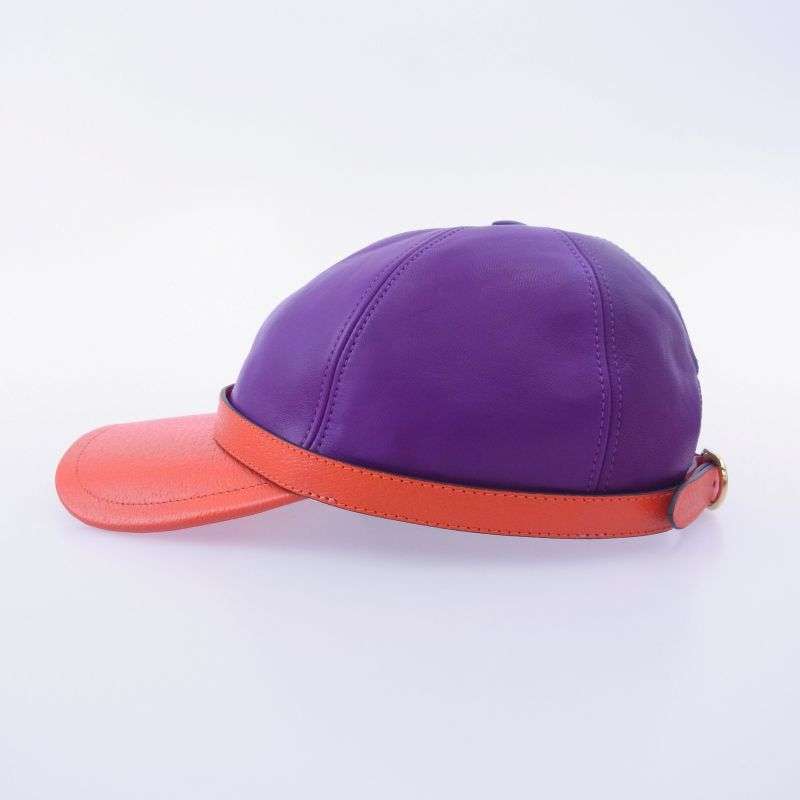 グッチ 7289643 3HARA イタリア製 バイカラー 6パネル レザー ベースボール キャップ 帽子 買取実績 画像