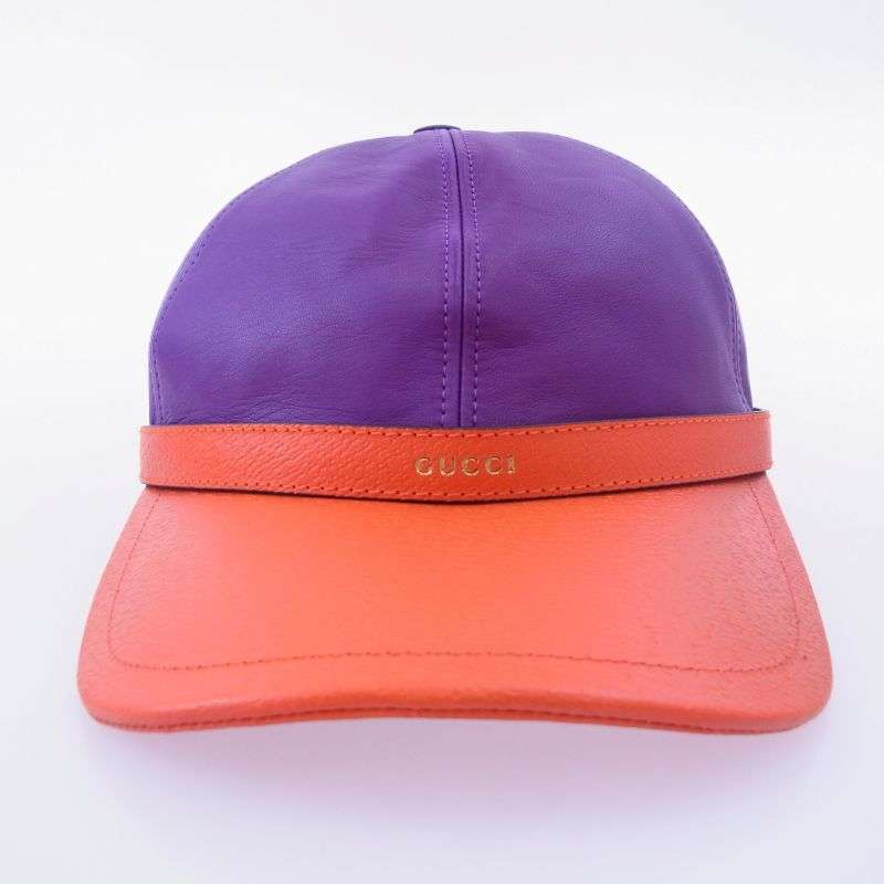 グッチ 7289643 3HARA イタリア製 バイカラー 6パネル レザー ベースボール キャップ 帽子 買取実績 画像