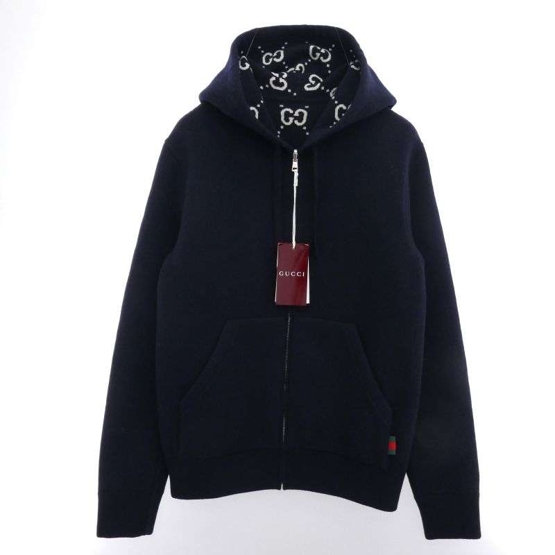 グッチ 794935 XKD7E 2025年 Cruiseコレクション イタリア製 GGウール リバーシブル フーディ ジップ ジャケット ニットパーカー 買取実績 画像