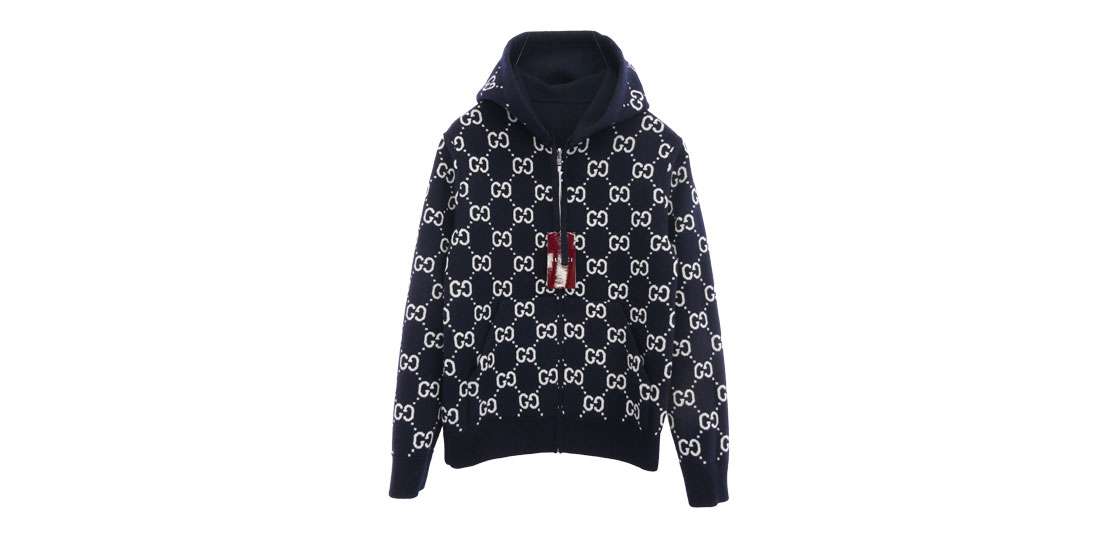 グッチ 794935 XKD7E 2025年 Cruiseコレクション イタリア製 GGウール リバーシブル フーディ ジップ ジャケット ニットパーカー 買取実績