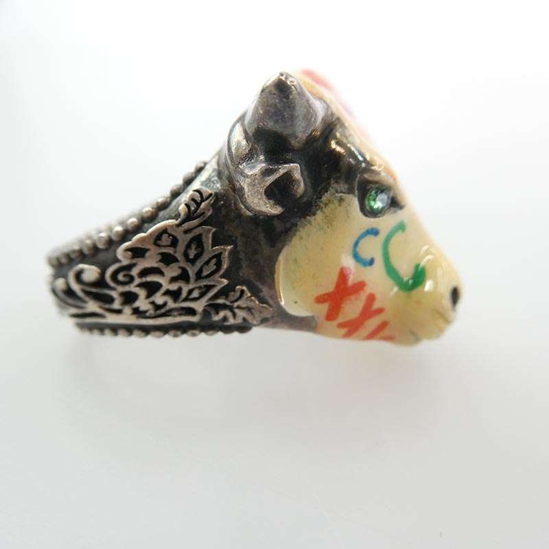 グッチ anger forest アンガーフォレスト ブルヘッド エナメル加工 アニマル リング 買取実績 画像