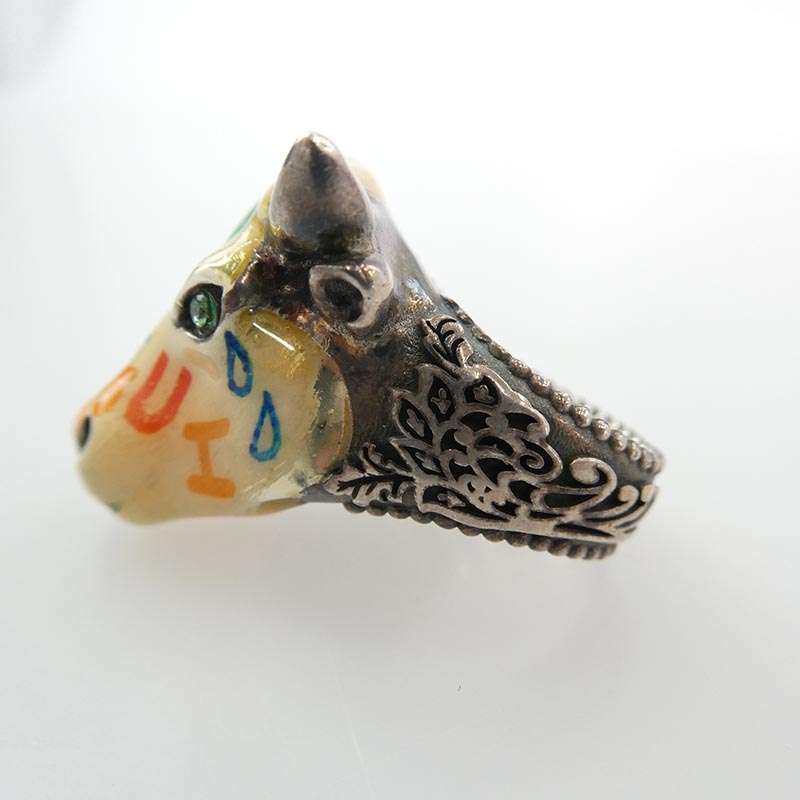 グッチ anger forest アンガーフォレスト ブルヘッド エナメル加工 アニマル リング 買取実績 画像