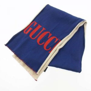 グッチ シルク混 バイカラー ロゴプリント マフラー ストール 買取実績