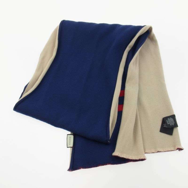 グッチ シルク混 バイカラー ロゴプリント マフラー ストール 買取実績 画像