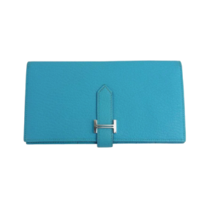 エルメス ベアンスフレ シルバー金具 財布 ライトブルー系買取実績