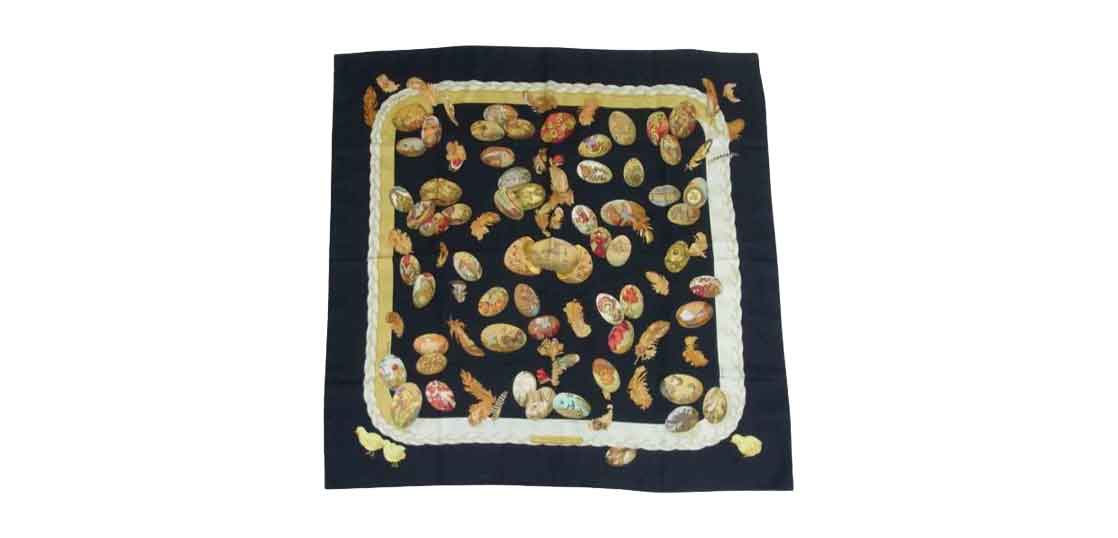 エルメス カレ 90 Couvee d Hermes エルメスの卵 シルク100% スカーフ ブラック 買取実績