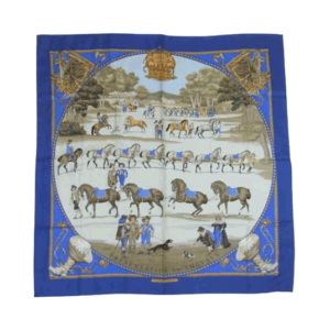 エルメス カレ 90 PRESENTATION de CHEVAVX 馬のプレゼンテーション シルク100% スカーフ ネイビー 買取実績