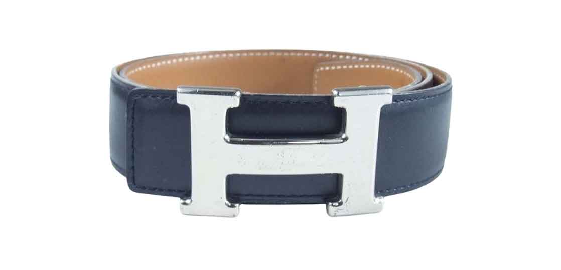 エルメス □A刻印 シルバー金具 H レザーベルト ベルト フランス製 ブラック系 買取実績