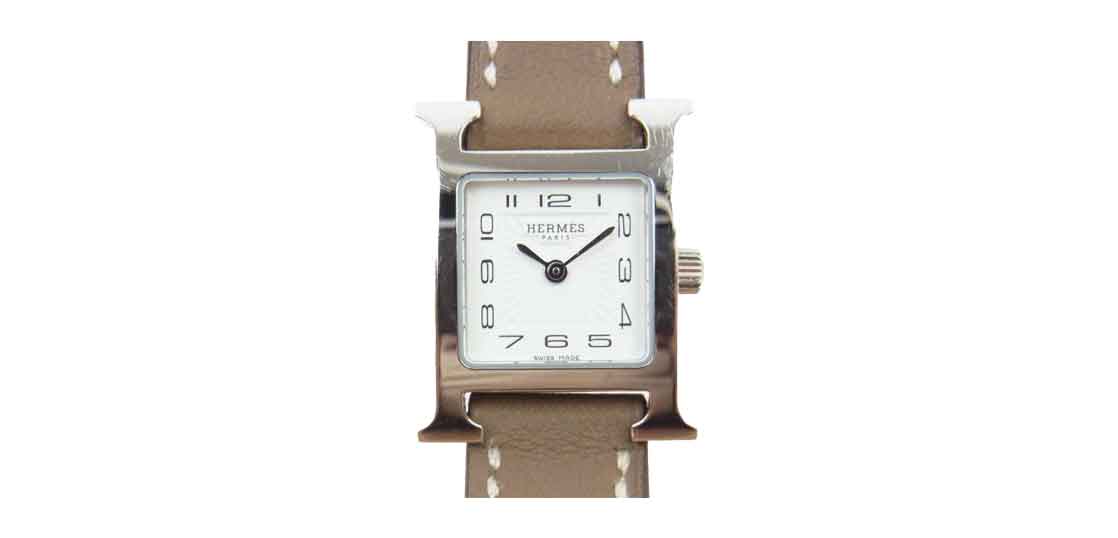 エルメス HH1.110 Hウォッチ ミニ ドゥブルトゥール クォーツ ブラウン シルバー 買取実績