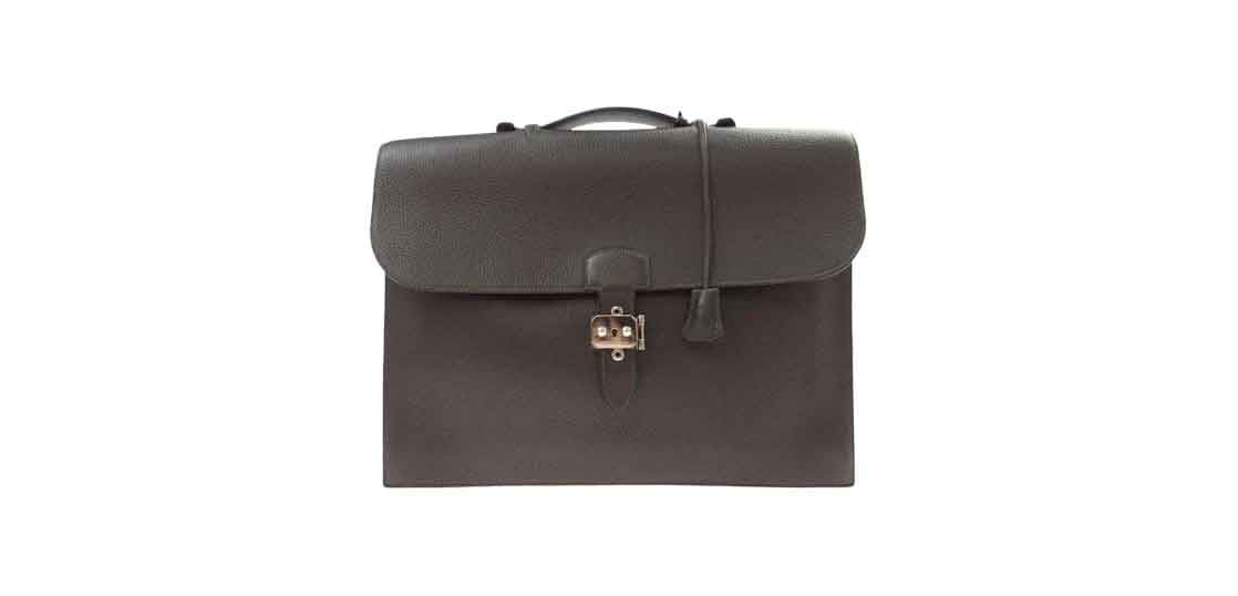 エルメス サックアデペッシュ 41 トゴ □H刻印 シルバー金具 レザー ビジネス ブリーフケース ダークブラウン 買取実績
