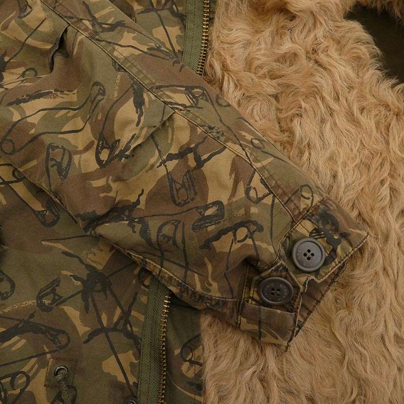ヒステリックグラマー 0143AC08 カルガンラムファー リアル ファー ライナー 安全ピン カモフラ 総柄 モッズコート ジャケット 買取実績 画像
